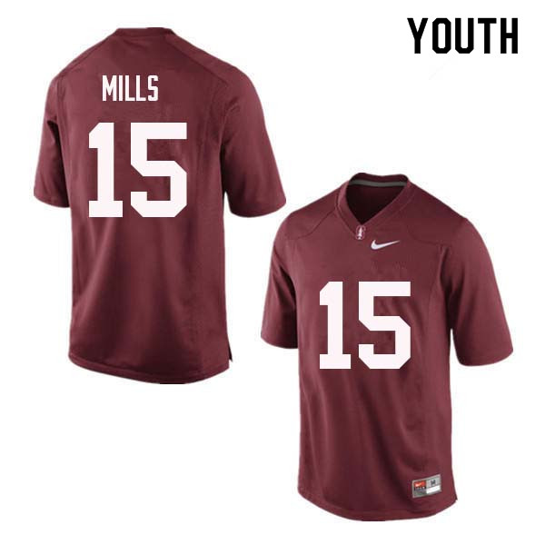 Youth Stanford Cardinal #15 David Mills College Football Jerseys Sale-Red - Click Image to Close